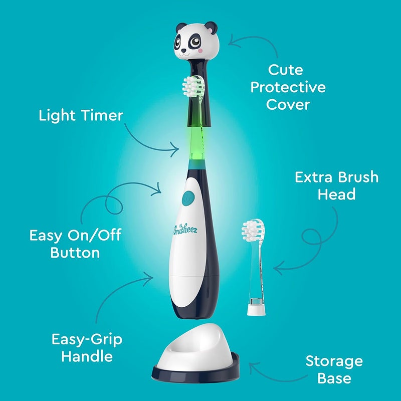 Brusheez Little Toddlers’ Sonic Toothbrush - Safe & Gentle Toothbrush for Ages 1-3 with Built-in, Light-Up 2-Minute Timer, Extra Brush Head, & Storage Base for First-Time Brushers (Parker The Panda) - Image 5